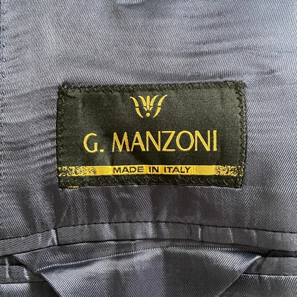G Manzoni Blazer Mens 50R Navy Blue Super‎ 150s Wool 2 Button Sport Coat Italy